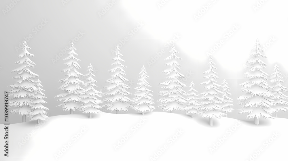 Winter forest silhouettes of fir trees and spruces with wood tree background. Winter forest silhouettes of fir trees and spruces with wood tree background.