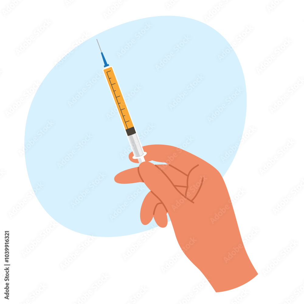 Prepared syringe with liquid for beauty or medical injection. Healthcare concept Prepared syringe with liquid for beauty or medical injection. Healthcare concept
