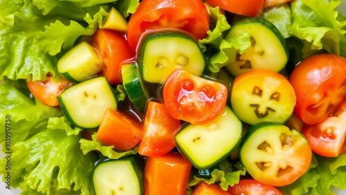 Fresh salad with tomatoes and cucumbers.