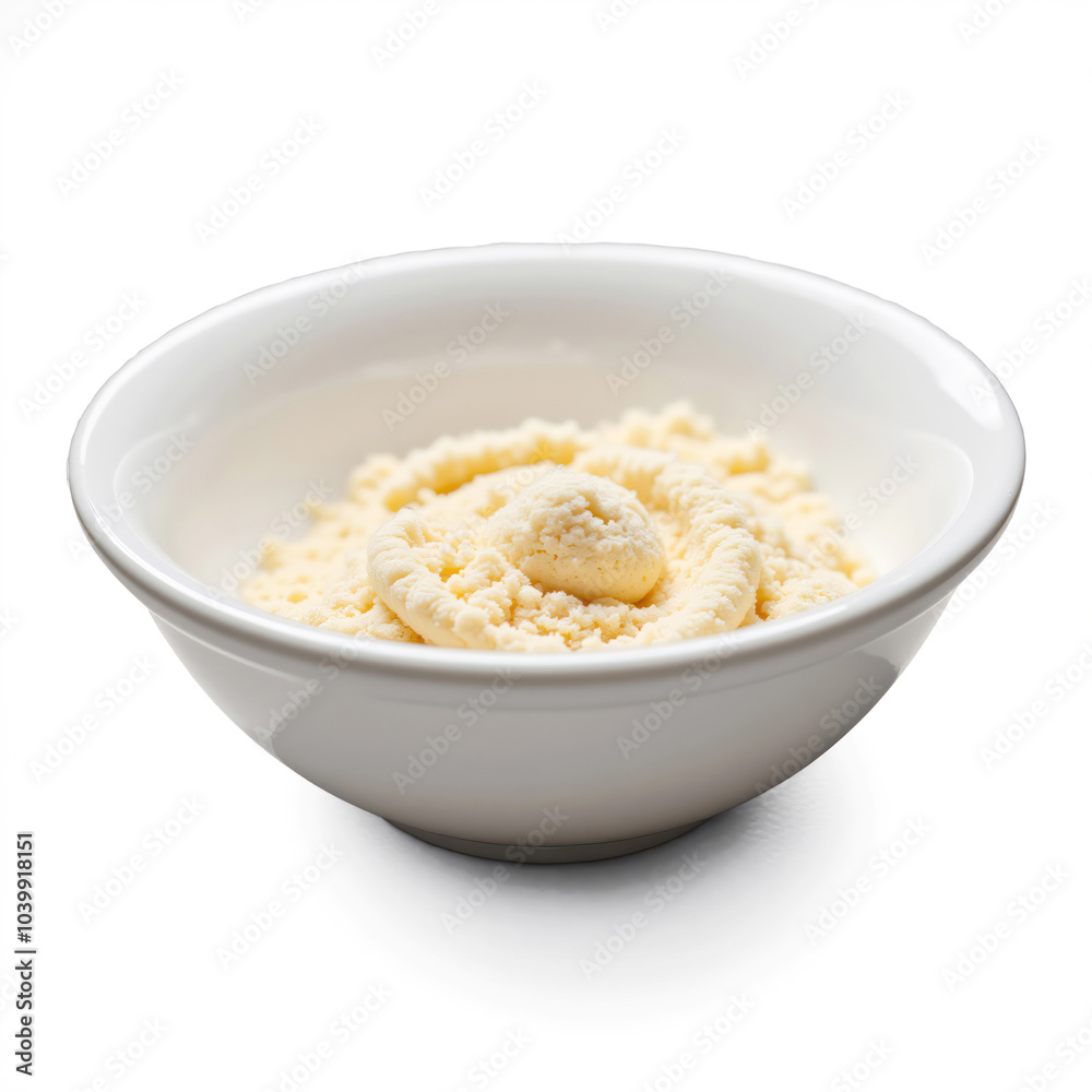 Bowl containing dough or batter being prepared for baking