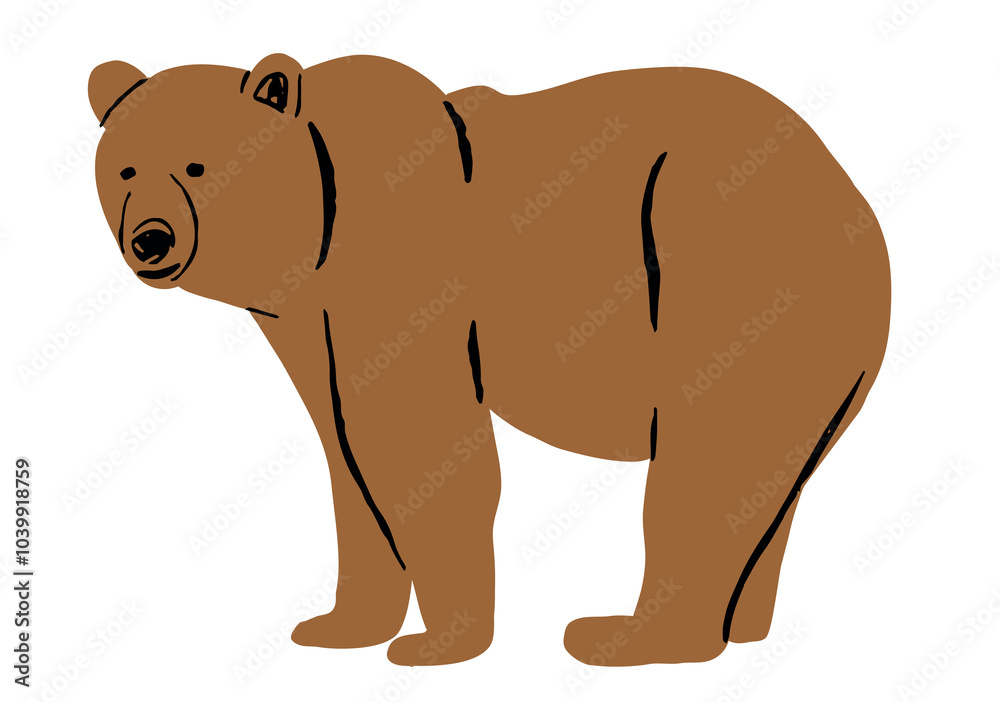 Cute Cartoon Hunting Bear Vector Illustration Isolated on White Background Cute Cartoon Hunting Bear Vector Illustration Isolated on White Background