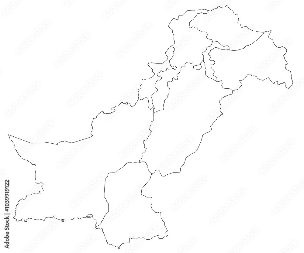 High detailed illustration map - outline Pakistan country Map High detailed illustration map - outline Pakistan country Map