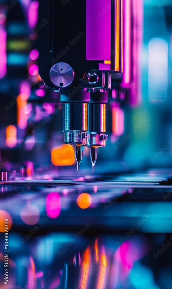 Industrial machinery with neon lights. Industrial machinery with neon lights.
