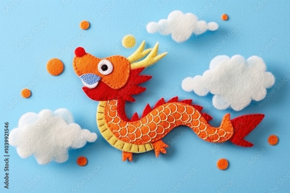 Obraz premium Art dragon craft blue.