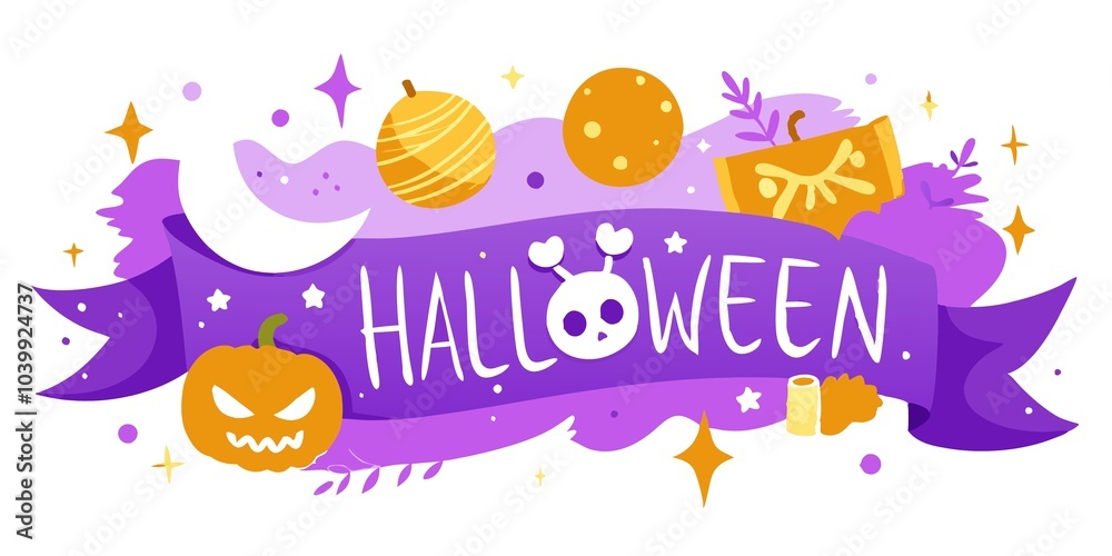 Cheerful Halloween poster with pumpkins and playful decorations