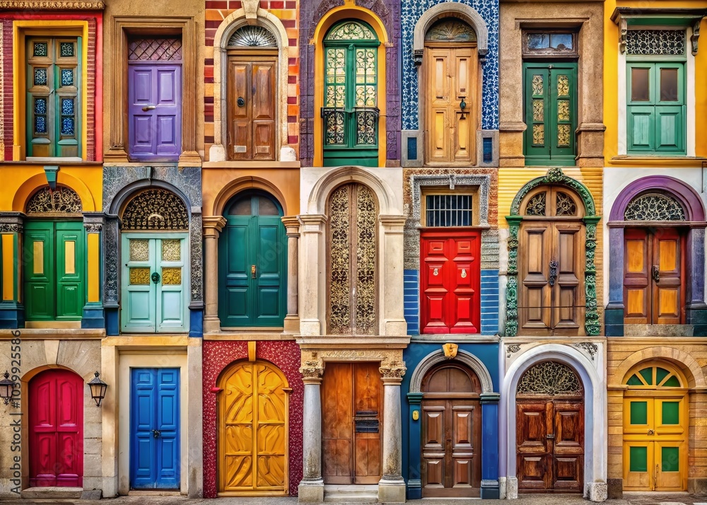 Fototapeta premium Diverse Door Designs for Architectural Photography Showcasing Unique Styles and Textures