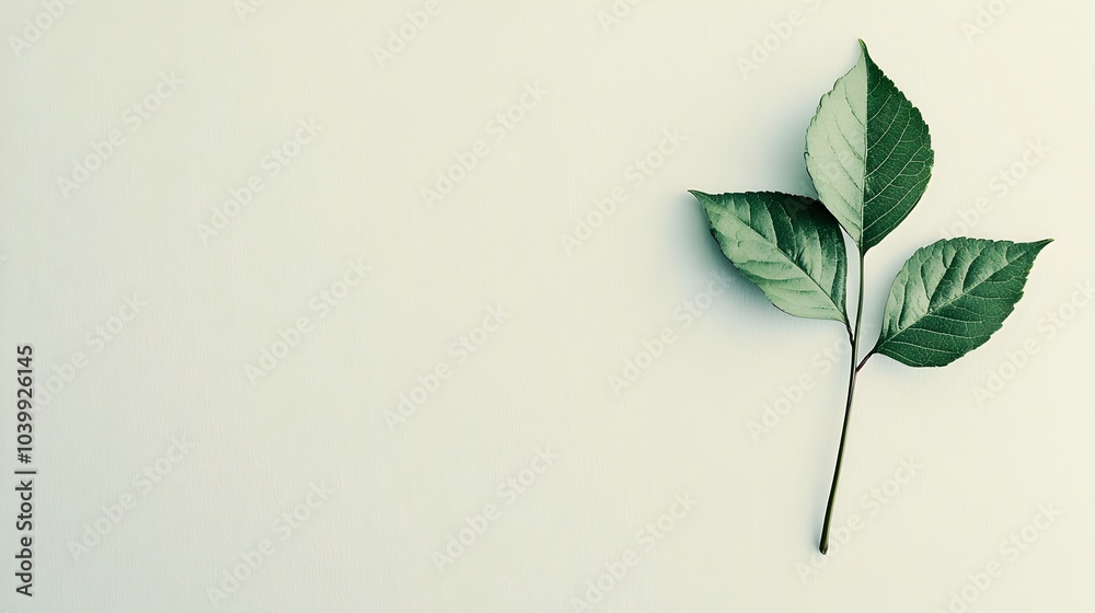 Obraz premium Minimalist Green Leaf Icon on White Background for Eco-Friendly Report Cover Design