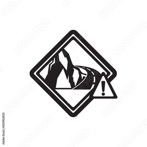 landslide prone road sign. road traffic sign symbol icon logo illustration