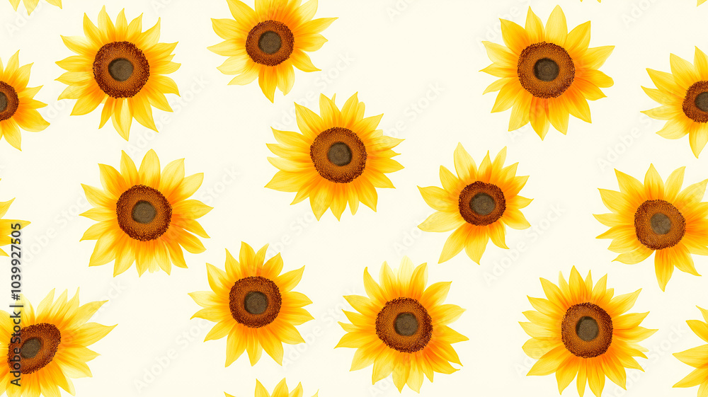 Vibrant Sunflower Pattern on Light Background Vibrant Sunflower Pattern on Light Background