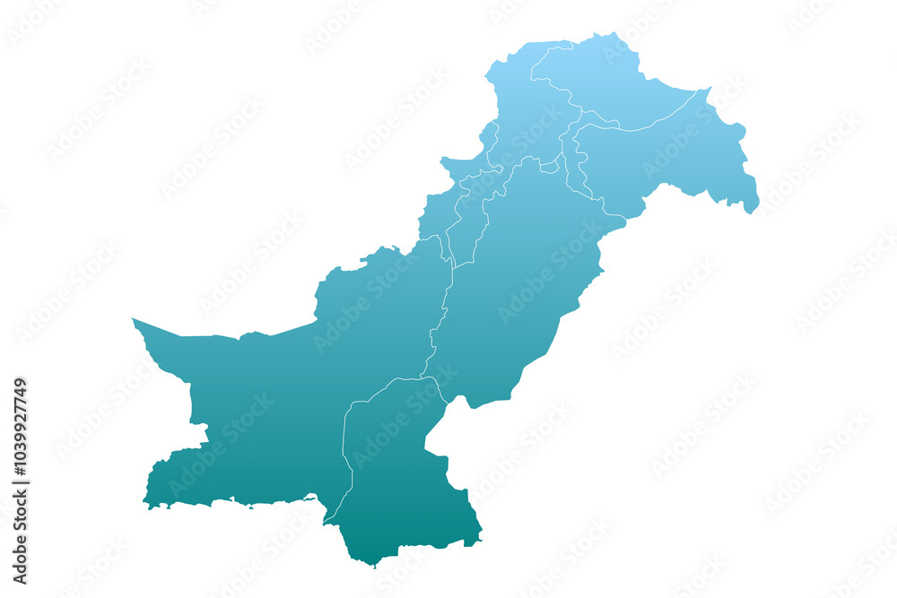 Obraz premium Pakistan administrative map. province map of Pakistan, blank Map, empty map of Pakistan. pak, pk