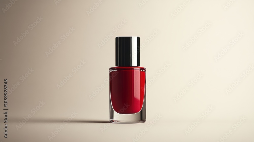 Bottle of red nail polish on a solid white background Bottle of red nail polish on a solid white background