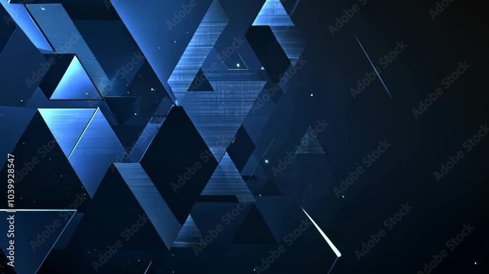 futuristic modern geometric background motion moving fractals design, blue dark wall