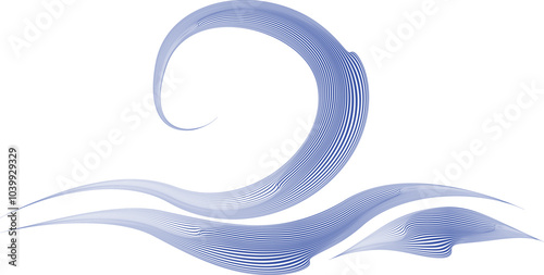 Decorative wave of lines . Asian style waves. Abstract flow linear fluid design element .Zigzag waves. Wavy Music sounds lines. Wavy ornament design.Line art in Chinese style .Vector