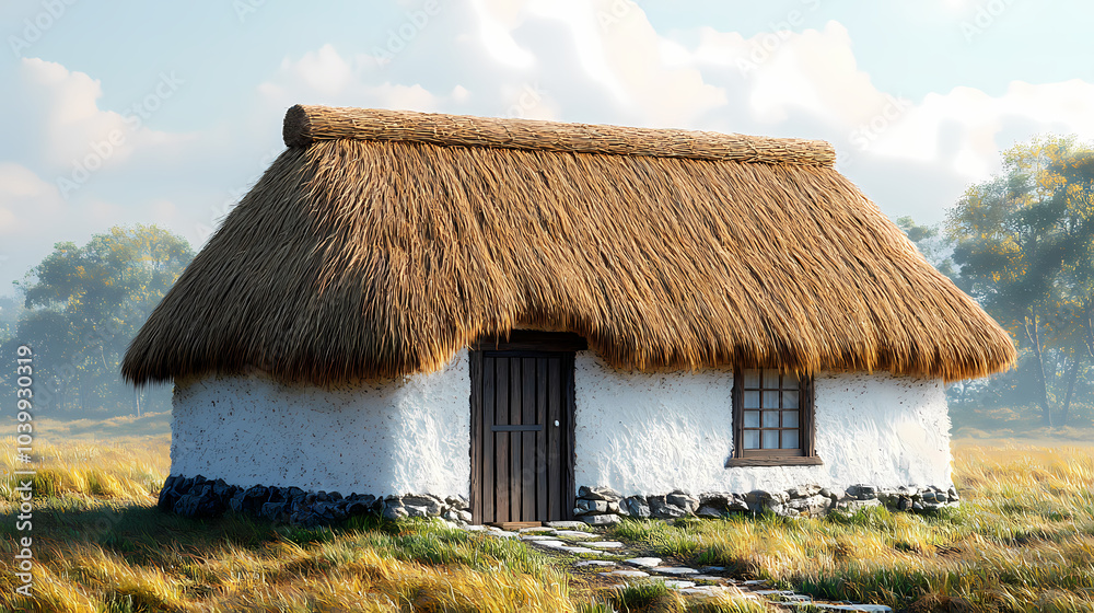 Straw house on a white background Straw house on a white background