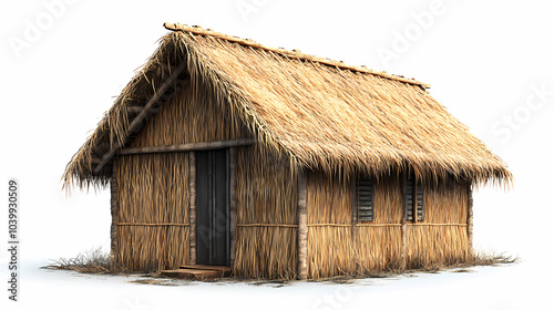 Straw house on a white background