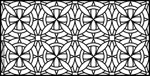 Seamless Floral Geometric Background for CNC Laser Cutting, Bold Symmetrical Design with Frame Variations, High-Quality Vector Illustration, Editable and Scalable EPS File.