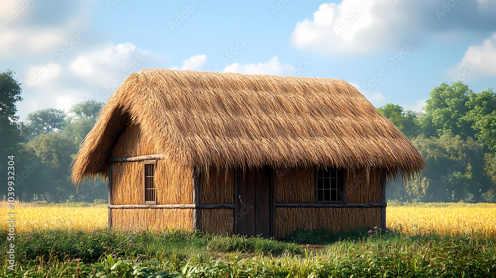 Straw house on a white background Straw house on a white background