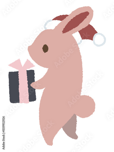 プレゼントを運ぶうさぎ