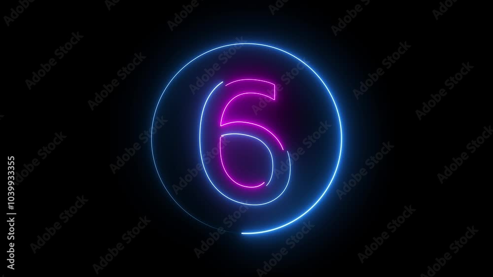 6 neon shine text latter animation. 6 neon shine text latter animation.
