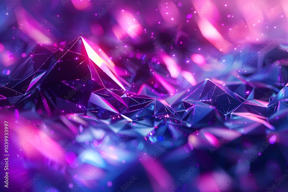 Vibrant Geometric Landscape with Shimmering Lights and Colors Vibrant Geometric Landscape with Shimmering Lights and Colors