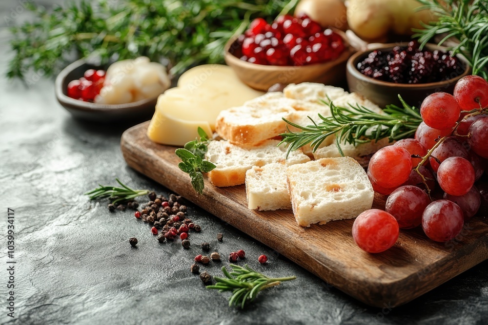A beautiful charcuterie board featuring fresh grapes, assorted cheeses, and vibrant berries A beautiful charcuterie board featuring fresh grapes, assorted cheeses, and vibrant berries