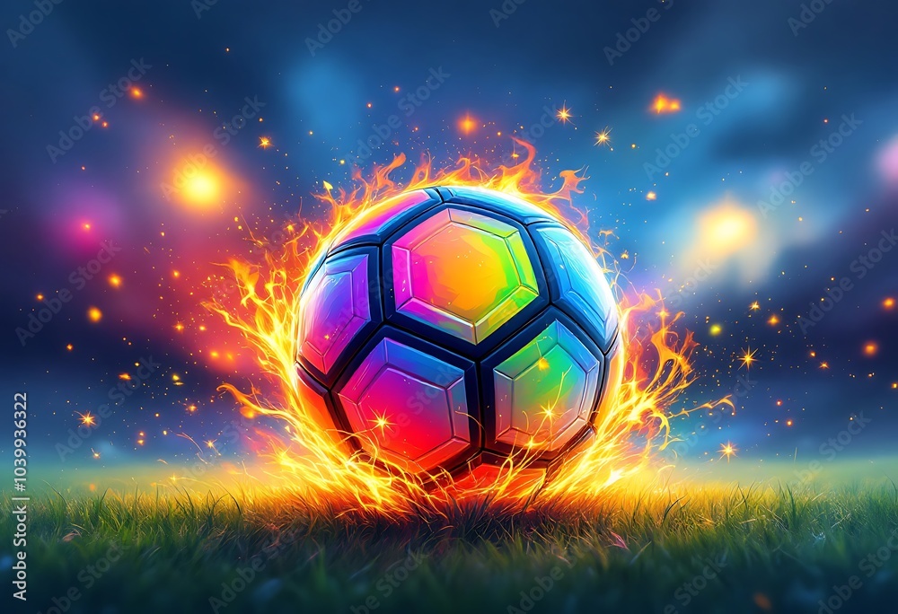 Fototapeta premium Soccer ball hand drawn watercolor illustration championship 