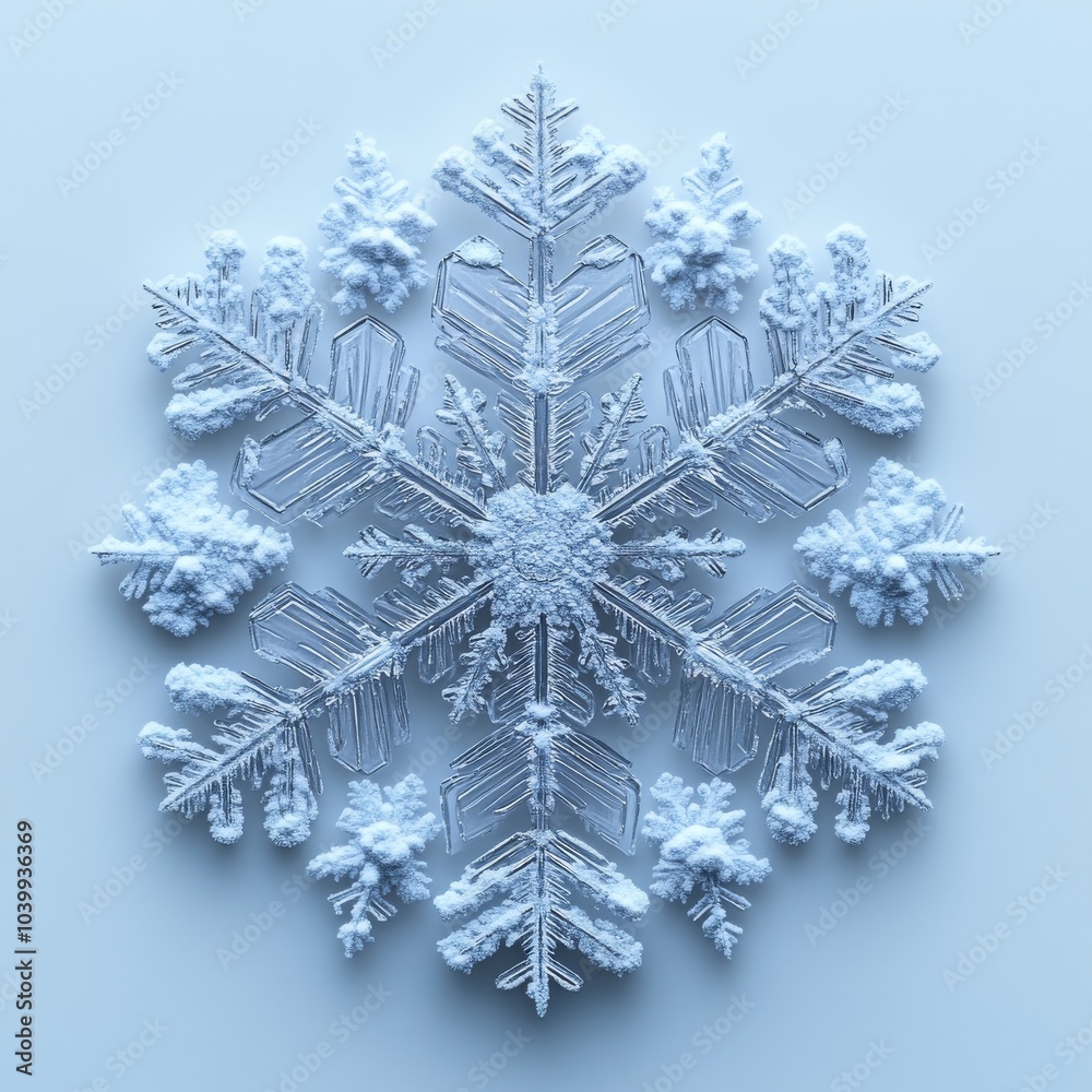 A snowflake from a stellar dendrite with six flat, fragile arms and fine hexagonal symmetry isolated on white background. A snowflake from a stellar dendrite with six flat, fragile arms and fine hexagonal symmetry isolated on white background.