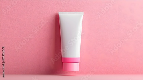 Wallpaper Mural White cosmetic tube mockup with blank label, placed on a pastel-colored background, clean and minimalistic style, soft shadows, high-quality product design Torontodigital.ca