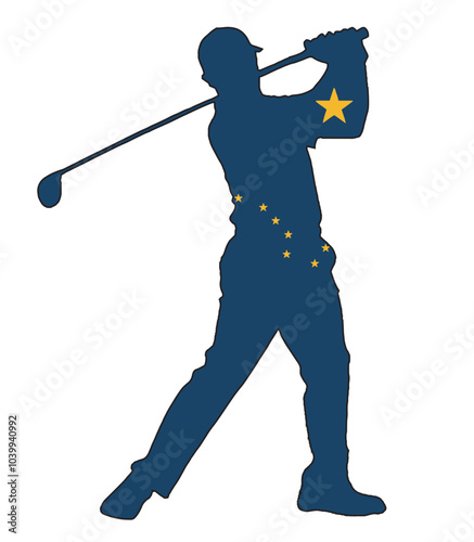 Alaska State Golfer Swing Silhouette
