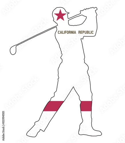 California State Golfer Swing Silhouette