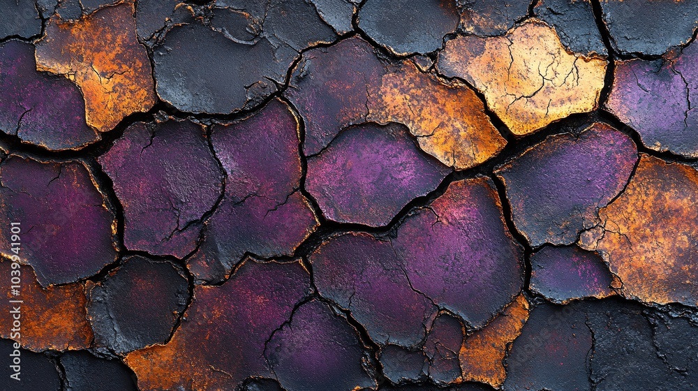 Cracked Black and Purple Oil Texture Background Cracked Black and Purple Oil Texture Background