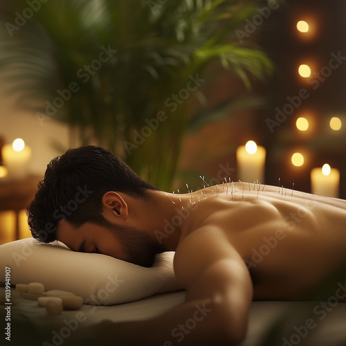 Person relaxing after an acupuncture treatment 