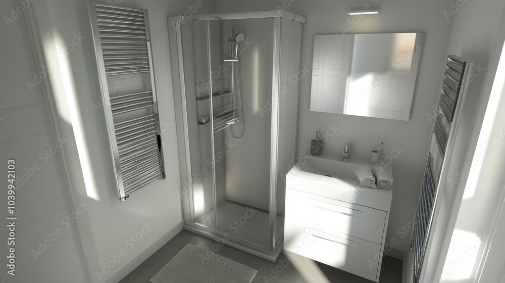 Modern Bathroom with Shower and Sink Design Modern Bathroom with Shower and Sink Design