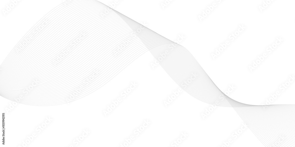 Undulate Grey Wave Swirl, frequency sound wave, twisted curve lines with blend effect. Technology, data science, geometric border
