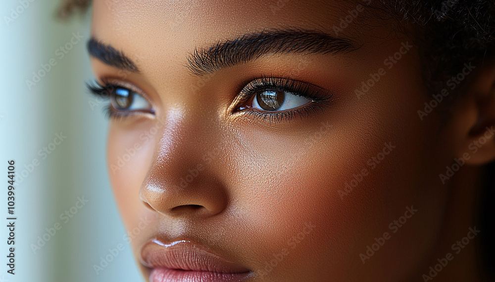 Beautiful African woman exudes confidence and sensuality indoors generated by AI Beautiful African woman exudes confidence and sensuality indoors generated by AI