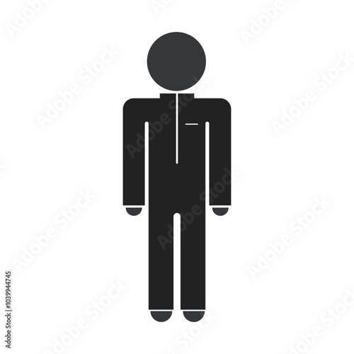 Isolated pictogram man wear safety suit, for special clothes is required 