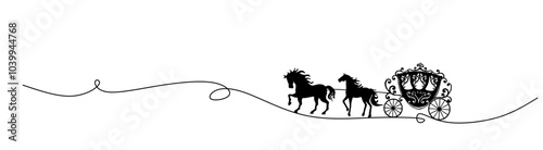 cinderella carriage silhouette line art vector