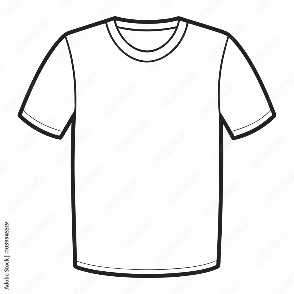 Simple Outline of Plain White T Shirt Icon, Blank Short Sleeve Apparel Design Simple Outline of Plain White T Shirt Icon, Blank Short Sleeve Apparel Design