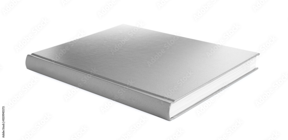 Closed book with grey hard cover isolated on white Closed book with grey hard cover isolated on white