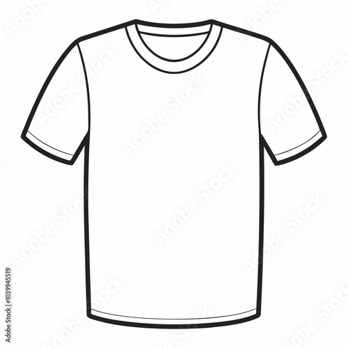 Simple Outline of Plain White T Shirt Icon, Blank Short Sleeve Apparel Design