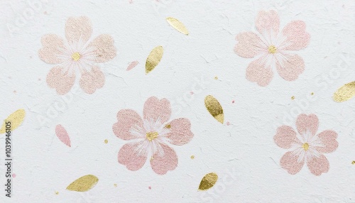 和紙に金箔にて桜をデザインしたアート