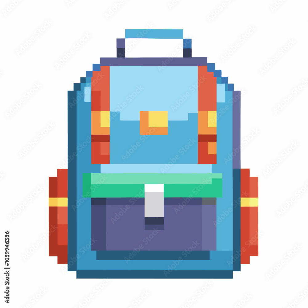 Pixel Art Backpack Retro Digital School Supply with 8 bit Design Pixel Art Backpack Retro Digital School Supply with 8 bit Design