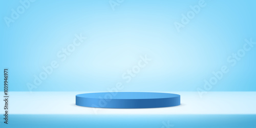 Blue background vector 3d with podium. 3D podium background. Modern Product Display Mockup for Showroom Showcase. Vector illustration.