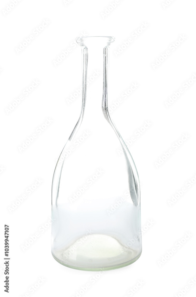 One empty glass bottle isolated on white One empty glass bottle isolated on white