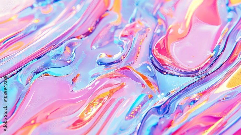 Abstract liquid texture in vibrant pink, blue, and gold hues, creating a flowing, iridescent pattern. Abstract liquid texture in vibrant pink, blue, and gold hues, creating a flowing, iridescent pattern.