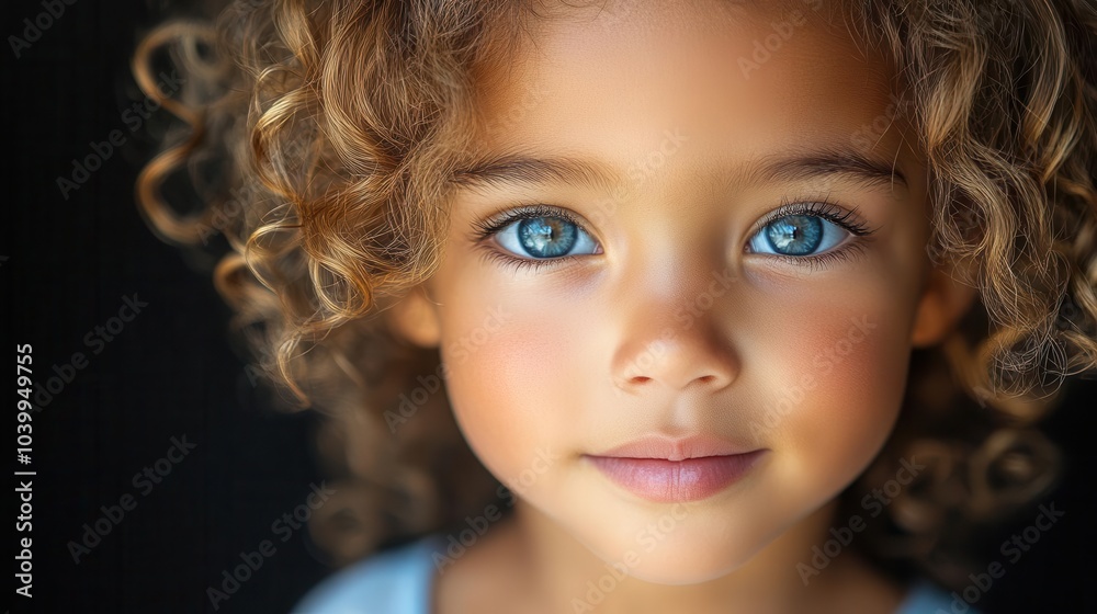 intimate portrait of a young child with curly hair softly illuminated against a dark background capturing the innocence and wonder reflected in their bright eyes and joyful expression intimate portrait of a young child with curly hair softly illuminated against a dark background capturing the innocence and wonder reflected in their bright eyes and joyful expression