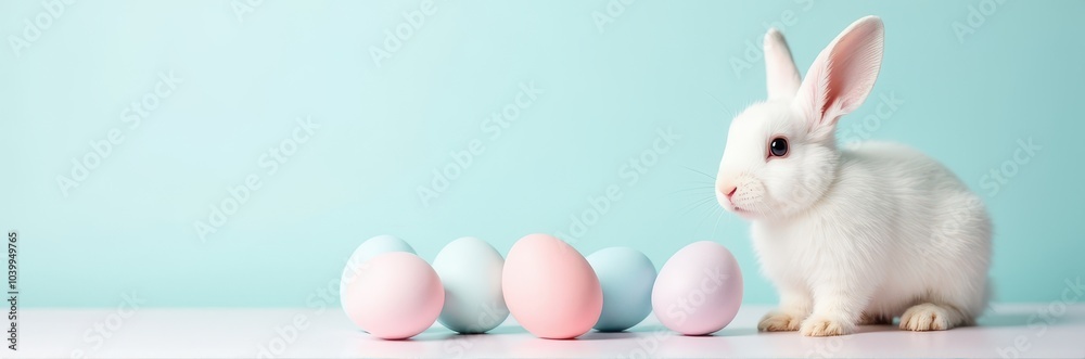 Sweet Easter Bunny with Soft-Shaded Eggs in a Modern Setting Sweet Easter Bunny with Soft-Shaded Eggs in a Modern Setting
