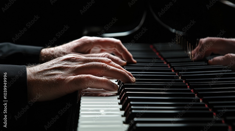 Fototapeta premium Hands on piano keys