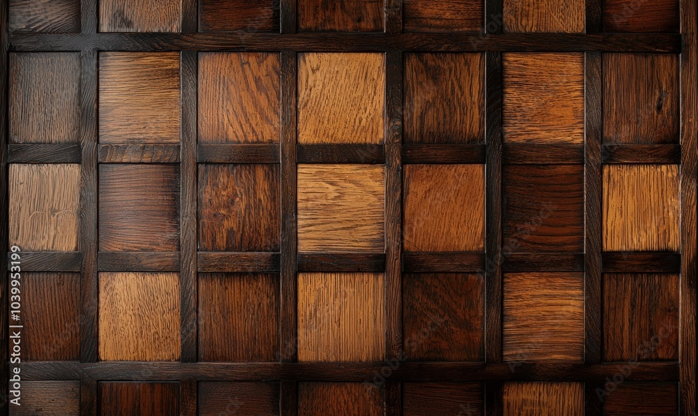 Wood paneling with square design Wood paneling with square design
