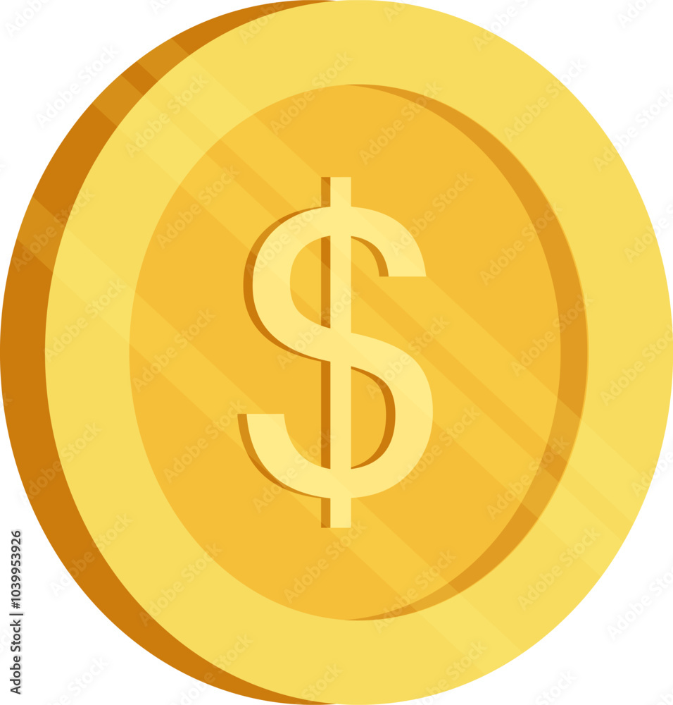 Golden coin with a dollar sign on a white background illustration Golden coin with a dollar sign on a white background illustration